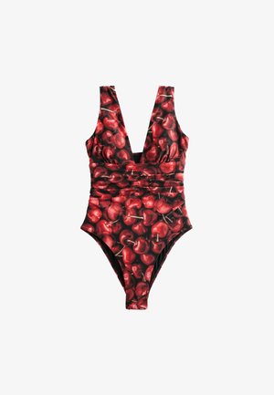 Never Fully Dressed, REGULAR FIT - TUMMY CONTROL PLUNGE SWIMSUIT . - Badeanzug - red black cherry