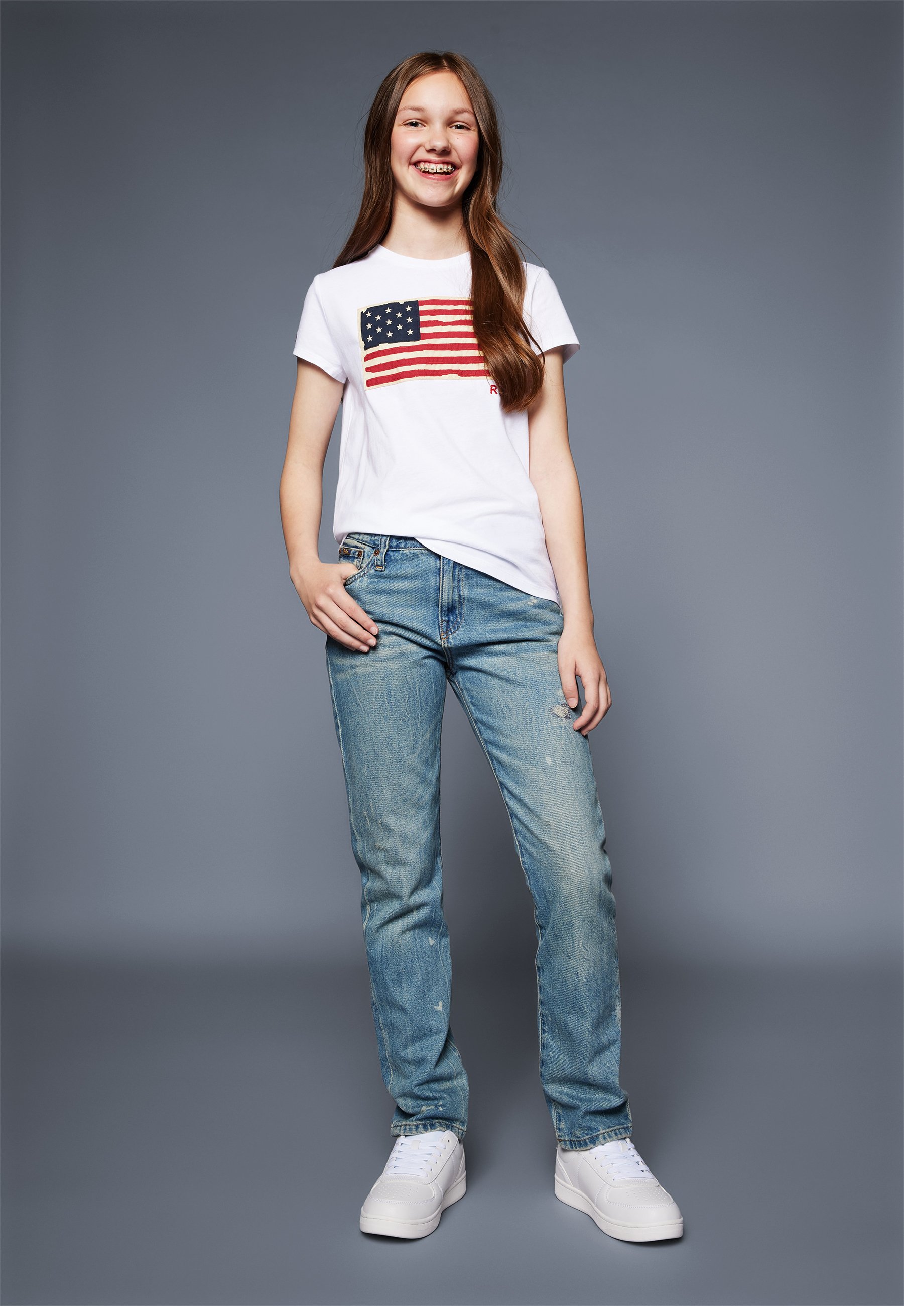 Polo Ralph Lauren FLAG TEE - Tricou cu imprimeu - white/alb
