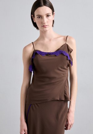 ASYMMETRIC TANK WITH TRIM - Top - chocolat