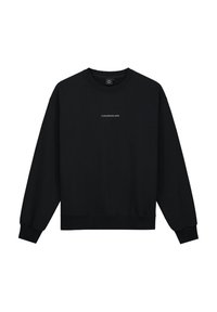 Zwarte sweatshirt van een katoenmix, met een ronde hals, lange mouwen, ribgebreide boorden en onderrand, met het "TOMORROWLAND" logo in het wit.