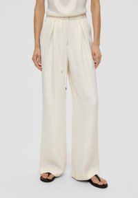 s.Oliver BLACK LABEL MIT WIDE LEG - Pantalon classique - natur