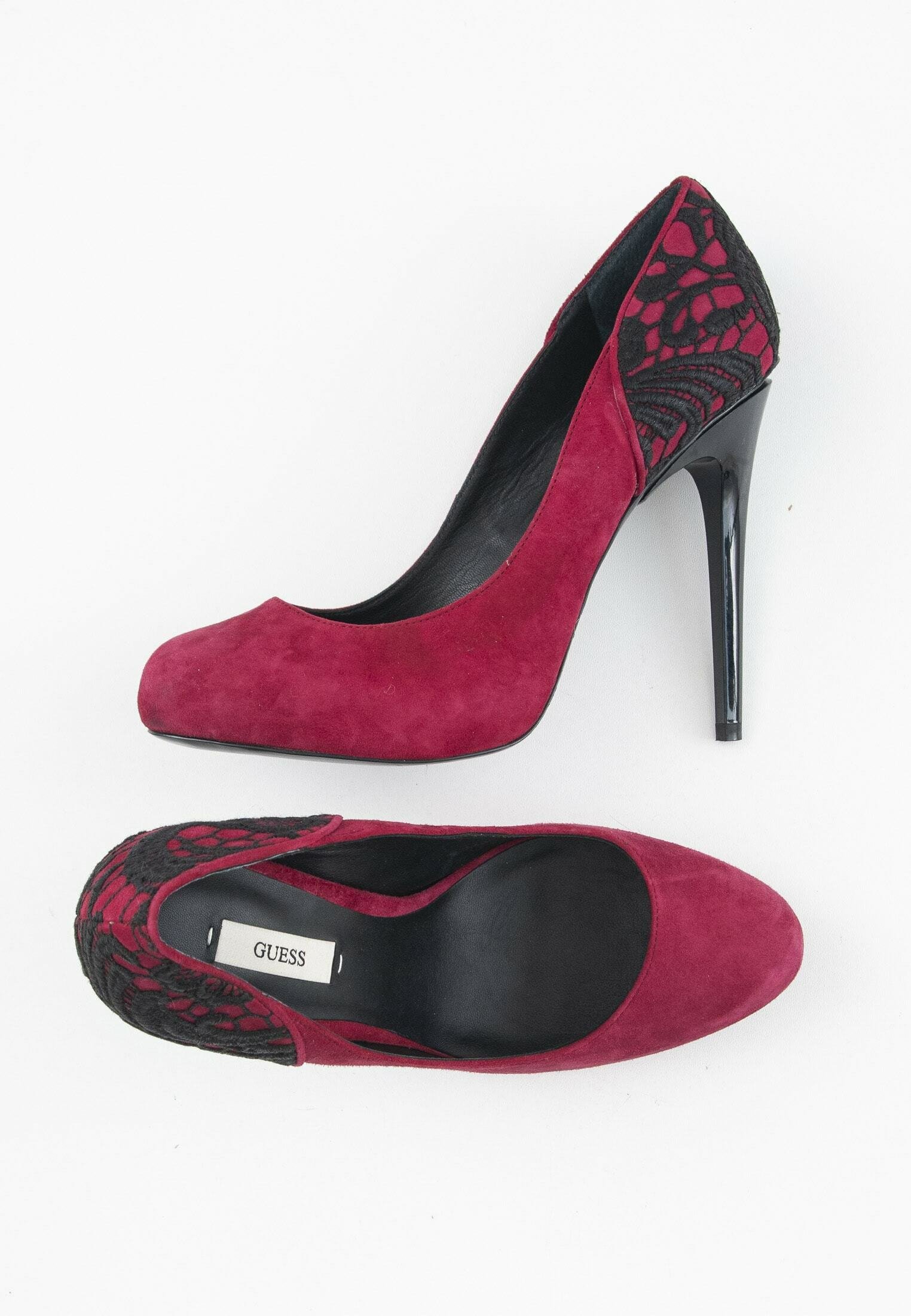 guess burgundy heels