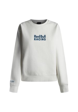 Witte sweatshirt van een katoenmix, met een ronde hals, ribgebreide manchetten en "Red Bull RACING" in het blauw gedrukt op de voorkant.