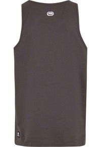 Dark brown sleeveless tank top made of cotton, featuring a round neckline, straight hem, and a small logo near the upper back.