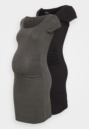 2 PACK - Sukienka z dżerseju - black/mottled grey