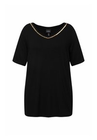 Ulla Popken BEADED NECKLINE SHORT SLEEVE  - Triko s potiskem - black