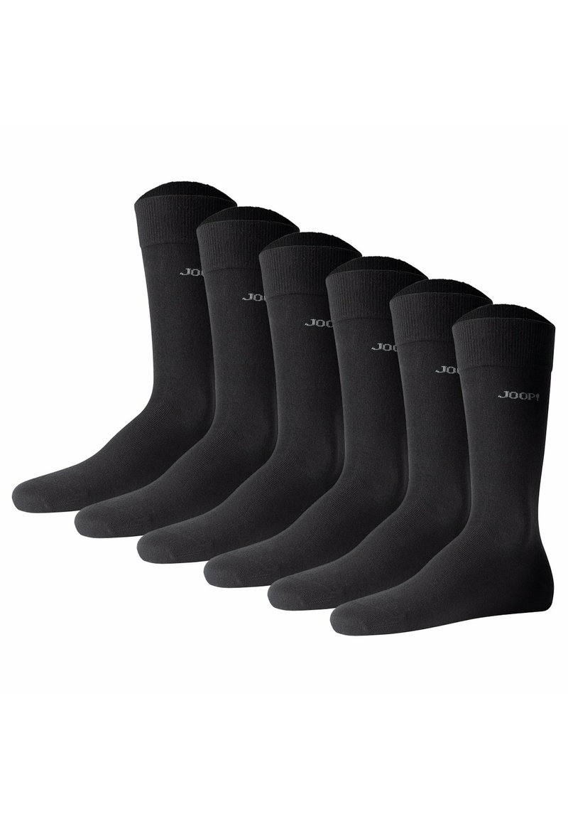 Conjunto de seis calcetines negros de algodón con parte superior acanalada. Presenta un sutil logo de JOOP! en el lateral. Textura suave y diseño clásico de longitud media.