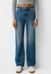 Bershka - Blugi drepți - dark blue Imagine miniatură 1