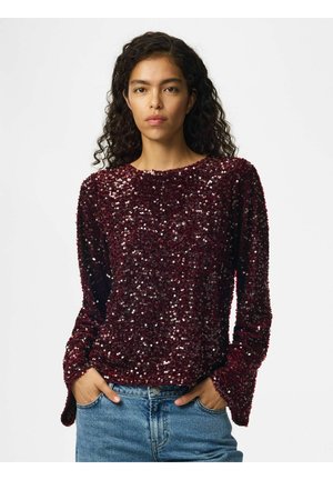 Pieces, TOP PCKAMMY SEQUIN DEEP BACK - Blouse - dark red