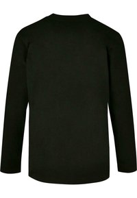 Musthave mustaga pika varrukaga t-särk puuvillast. Omab lihtsat ümarat kaela ja sileda tekstuuri, ilma nähtavate logode või mustriteta.