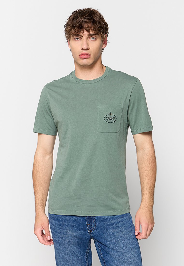 Scotch & Soda T-shirt basic donkergroen