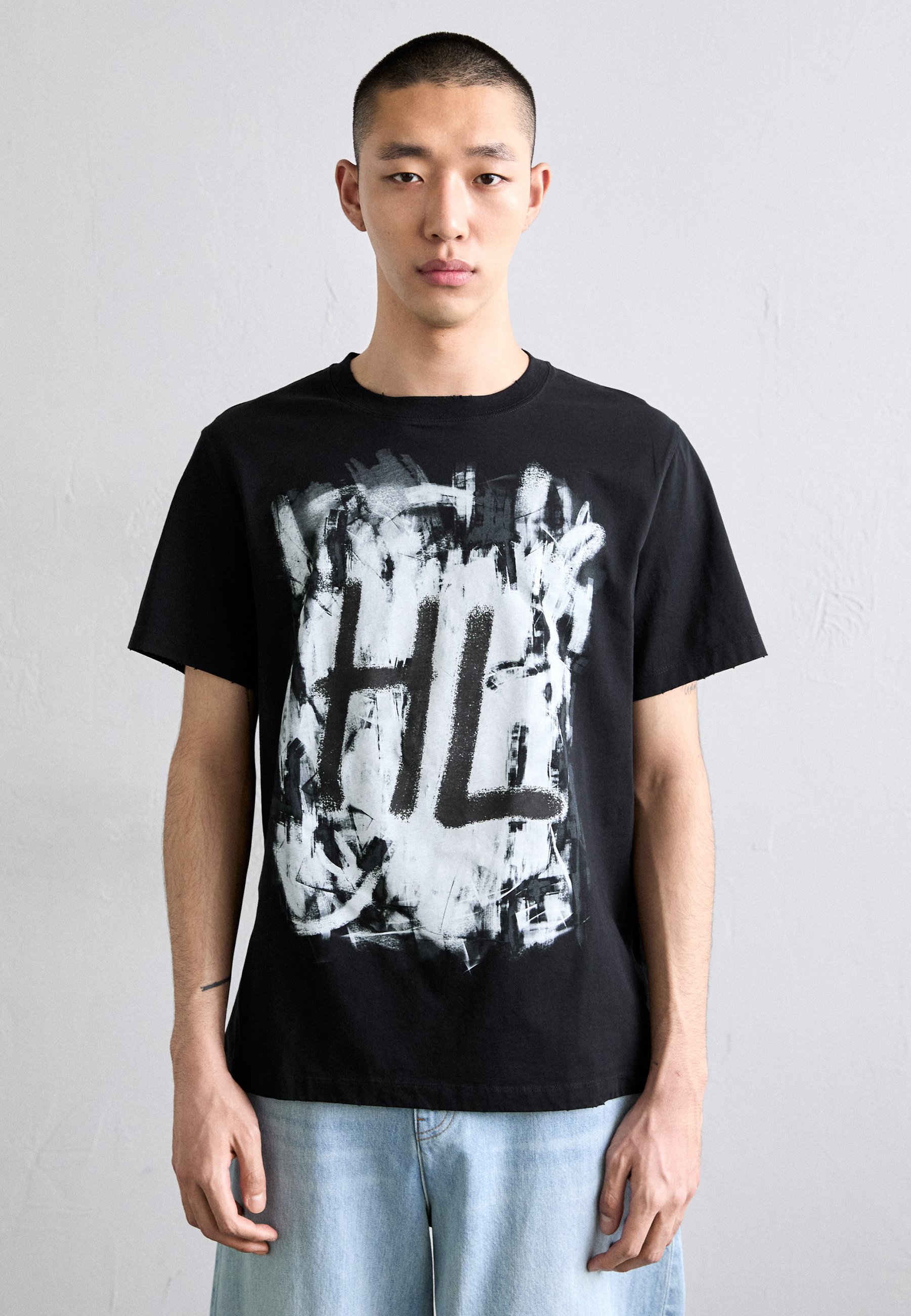 Helmut Lang SCRIBBLE - Print T-shirt - black/white/black - Zalando.ie