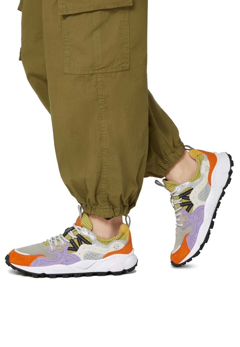 FLOWER MOUNTAIN sneakers model yamano 3 uni suède/rete/pony hair antraciet-wit antracietgrijs voor dames