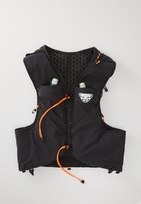 Must have jooksmiseks must vest oranžide aktsentidega, millel on kaks esist pocketit, lukud, reguleeritavad nöörid ja õhku läbilaskev mesh seljatükk.