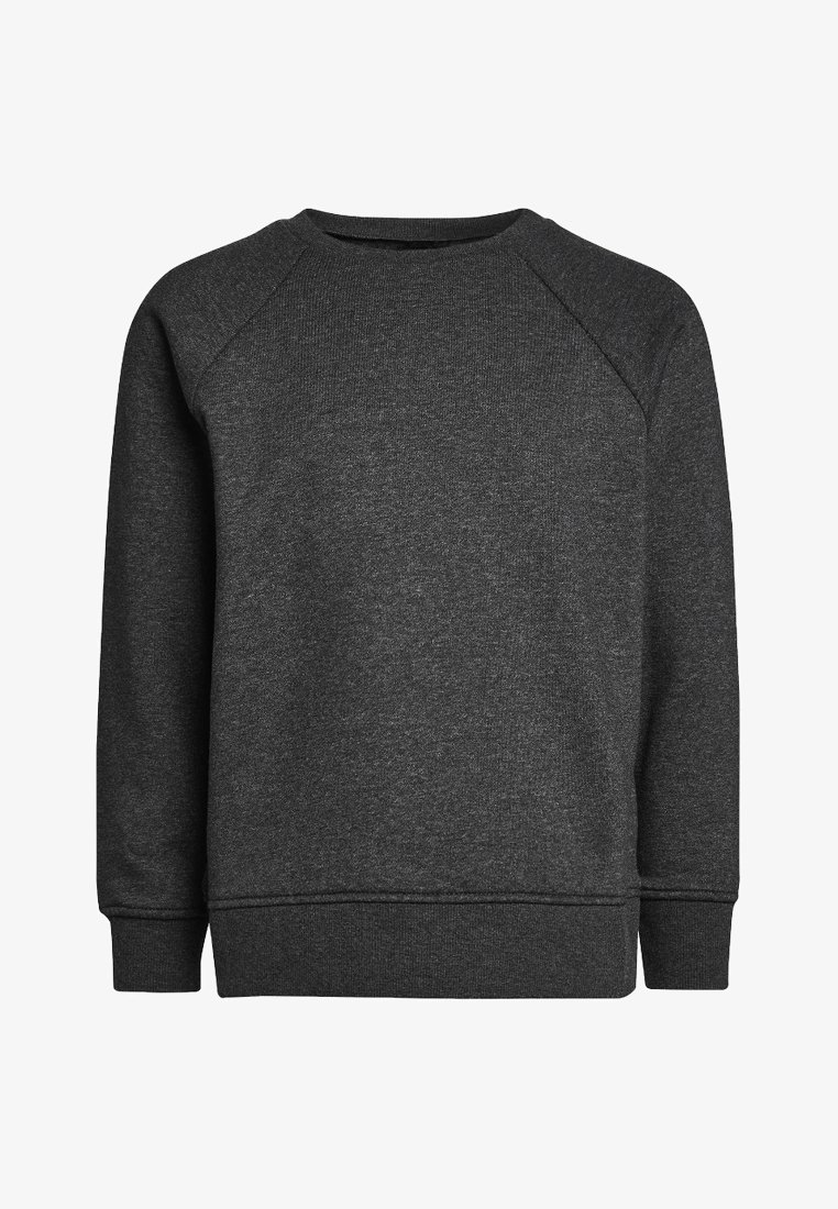 Dunkelgrauer Sweatshirt mit Rundhalsausschnitt und langen Ärmeln, mit gerippten Bündchen und Saum, aus weichem Strickstoff.