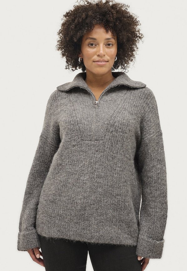 Strickpullover - graumelange