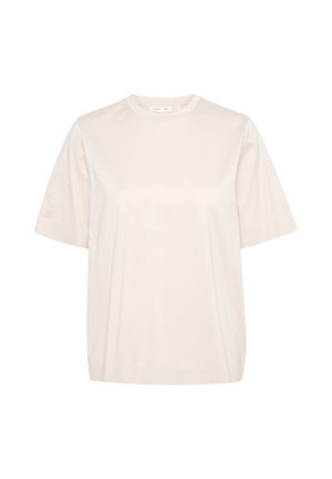Light pink short-sleeve t-shirt made of soft fabric, featuring a round neckline and a relaxed fit, with minimal detailing and no patterns.