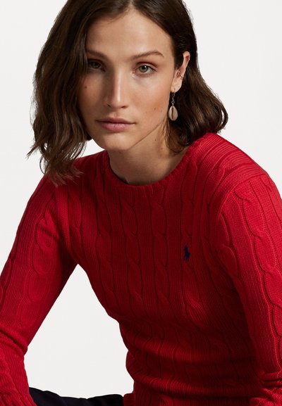 Polo Ralph Lauren CABLE-KNIT COTTON CREWNECK JUMPER - Neule - deep orangey red