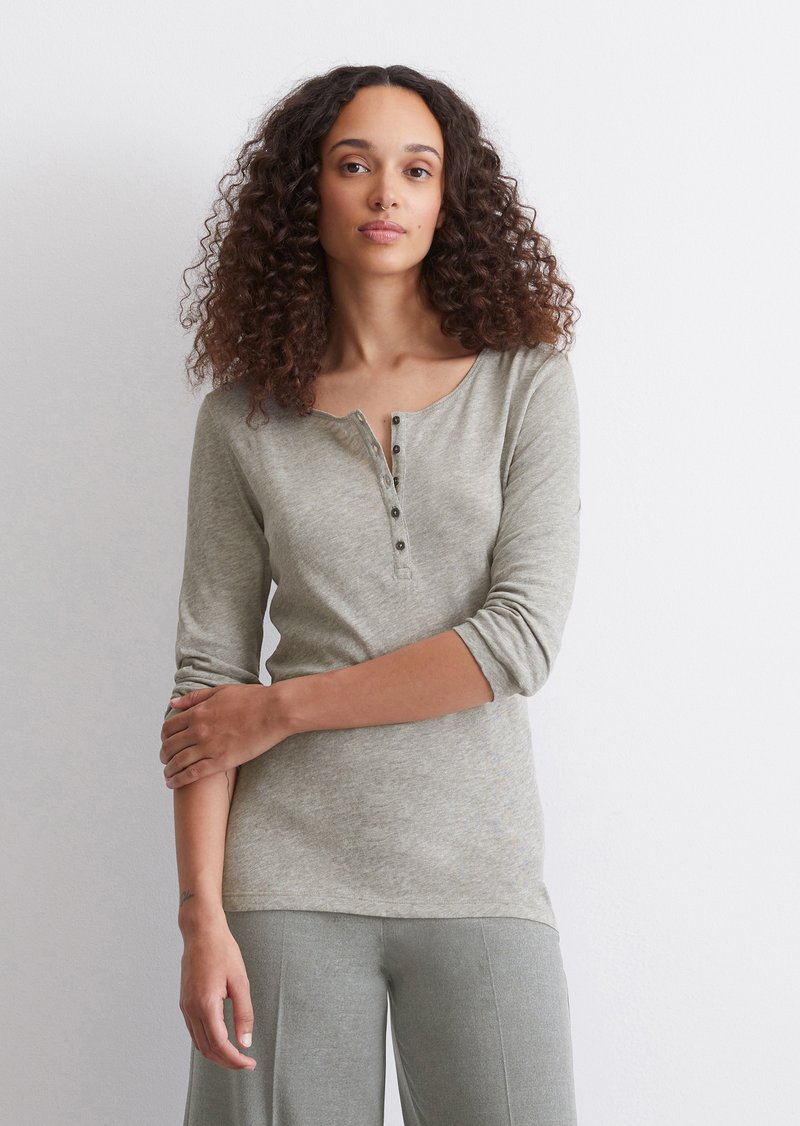 Marc O'Polo HENLEY, LONG SLEEVE - Topper langermet - soft stone melange