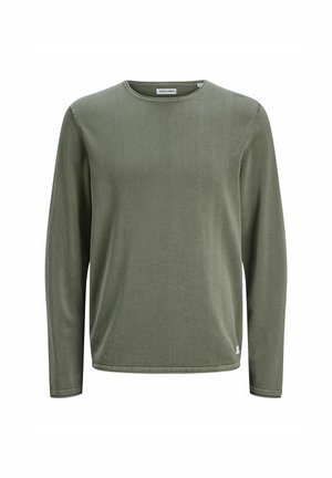 Dolgi rokav olivno zelene majice, izdelane iz gladkega, lahkega materiala. Ima okroglo izrez in majhen logotip na spodnjem robu.