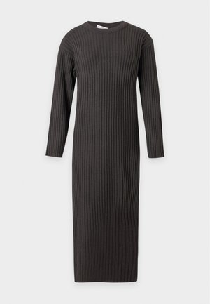 Noisy May, SLIT MIDI DRESS - Φόρεμα-πουλόβερ - obsidian