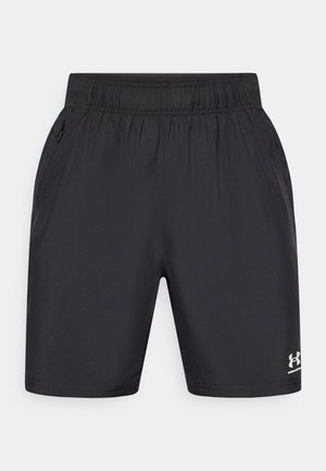 Sorte atletikshorts lavet af let, glat stof. Har elastisk taljebånd og lynlåslommer i siderne. Indeholder logo på kanten.