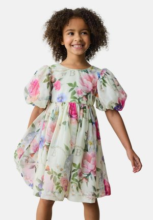 REGULAR FIT - FLORAL PRINTED PUFF SLEEVE. - Freizeitkleid - yellow