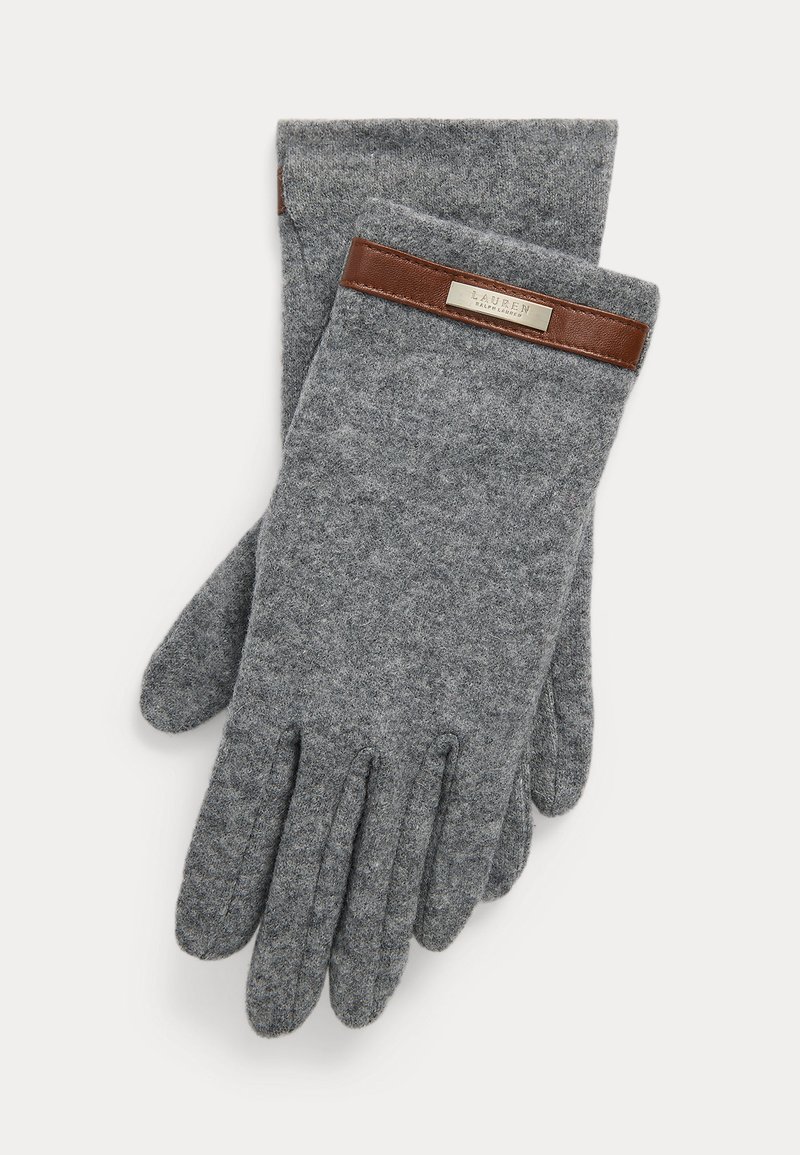 Lauren Ralph Lauren SHEEPSKIN TRIM WOOL BLEND TECH GLOVES - Gloves - grey heather