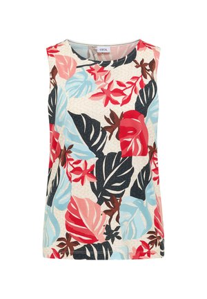 Cecil, TOP MIT RUNDHALS UND BLÄTTERPRINT - Débardeur - light alabaster white