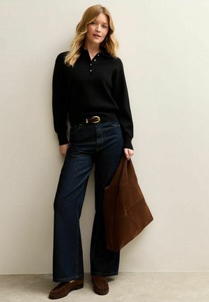 METALLIC BUTTON  - Polo - black