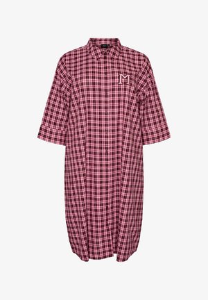 Zizzi, LANGES KARIERTES HEMD MIT 3/4-ÄRMELN - Hemdbluse - pink