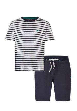 Phil & Co. Berlin PHIL & CO MEN'S SHORT PANTS SHORT PAJAMA SET - Pyjama - cream dark blue striped