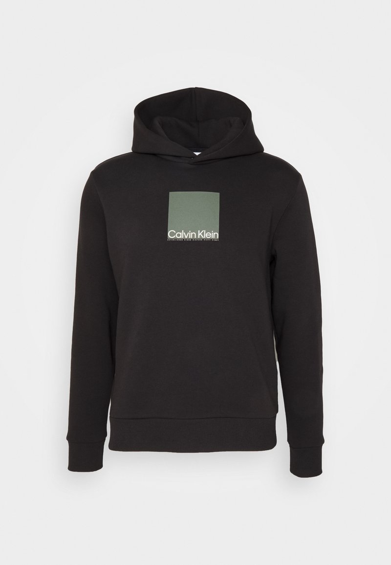 Calvin Klein SQUARE LOGO HOODIE - Sweatshirt - black/noir - ZALANDO.FR
