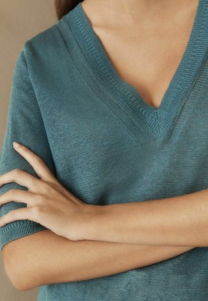 Next V-NECK - REGULAR FIT - T-shirts basic - teal blue