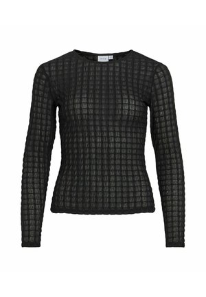 VILA, LONG SLEEVED TOP VIMIRANI ROUND NECK - Blouse - black beauty