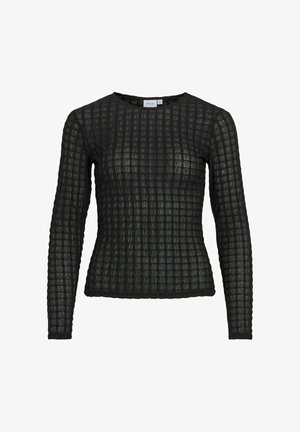VILA, LONG SLEEVED TOP VIMIRANI ROUND NECK - Blouse - black beauty