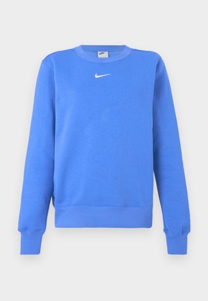 Μπλε φούτερ από βαμβακερό μείγμα, με ριμπ στρογγυλή λαιμόκοψη, μακριά μανίκια και λευκό λογότυπο Nike στο στήθος.