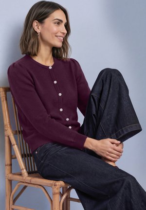 Street One, LANGARM CARDIGAN MIT RUNDHALS UND KNÖPFEN - Gilet - berry maroon mel