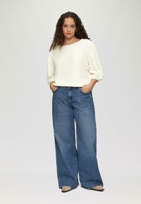 QS JACQUARD MIT 3/4-ÄRMELN - Bluse - creme