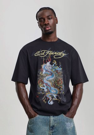 Ed Hardy MENS DRAGON CITY DIAMANTE GRAPHIC RELAXED T-SHIRT - Camiseta estampada - black