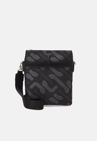 Guess ROMA XBODY FLAT FRONT ZIPPER - Cross body bag - black/grey/black ...