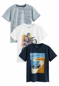 Next - SHORT SLEEVE GRAPHIC 3 PACK STANDARD - T-shirts print - navy blue texture vehicles Miniaturebillede 1