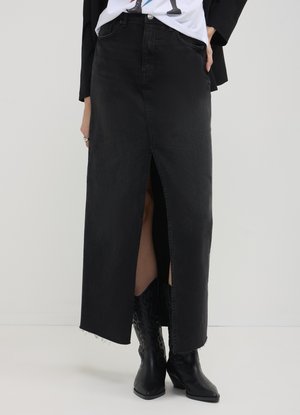 Calliope CON SPACCO - Maxi skirt - nero