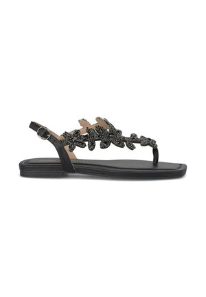 PLANA DE CON PUNTERA CUADRADA Y CIERRE CON HEBILLA - T-bar sandals - black