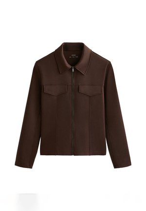 NEOPRENE-EFFECT RIBBED - Bluză de trening - mottled brown