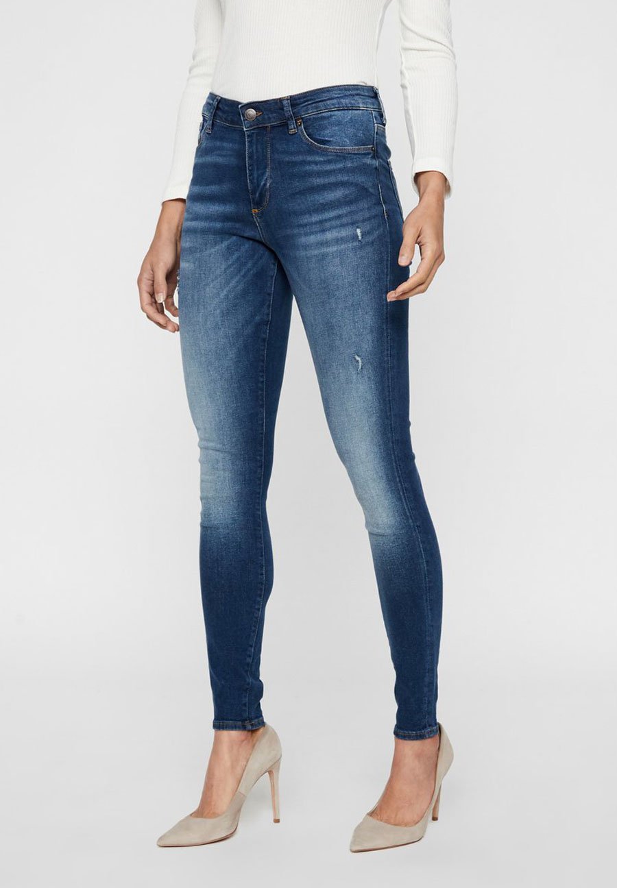 Vero Moda VMTERESA NORMAL WAIST - Jeans Skinny Fit - dark blue denim/dark-blue  denim - Zalando.de