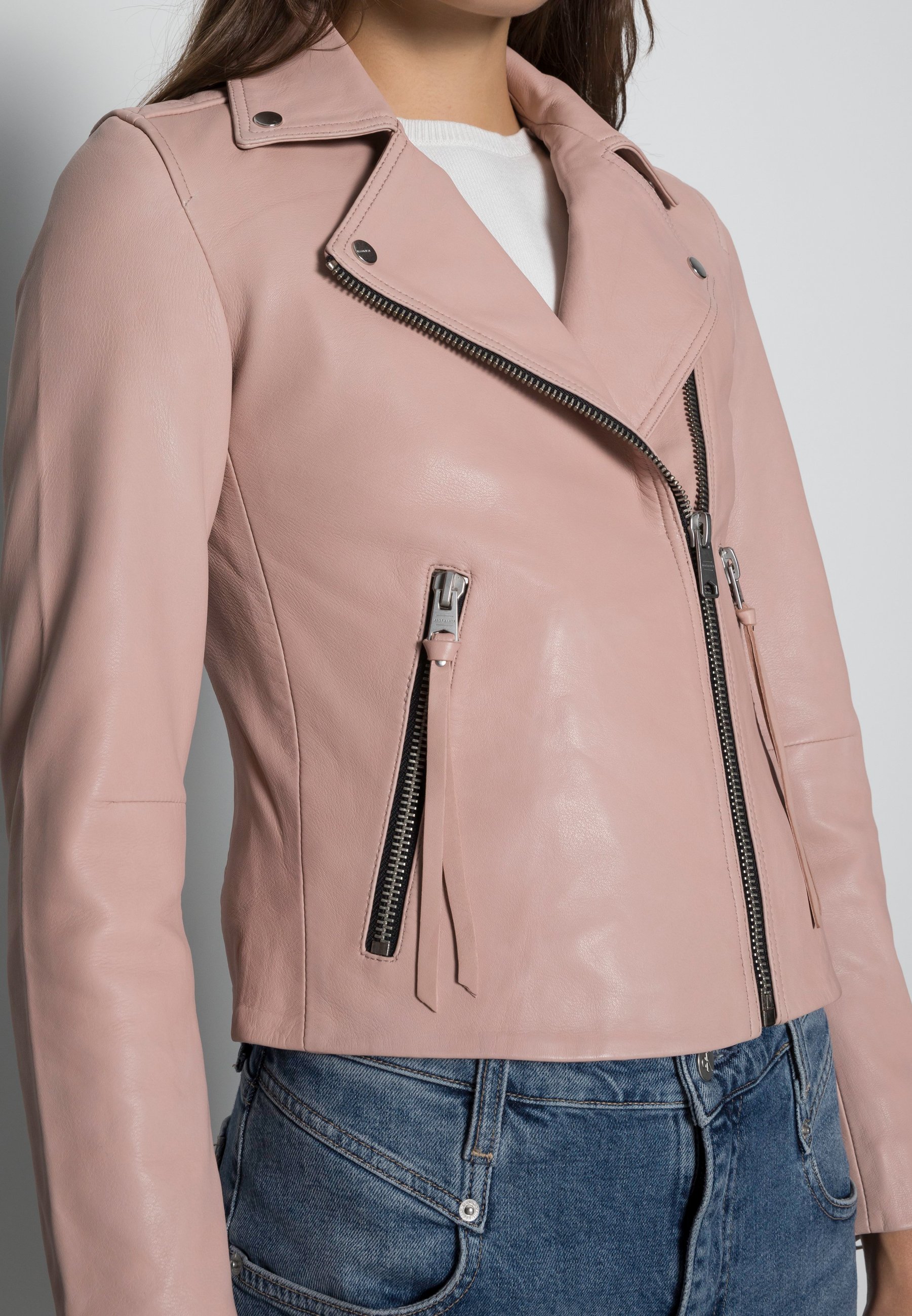 rose pink leather jacket