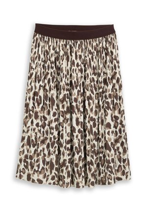 TOM TAILOR, TOM TAILOR RÖCKE PLISSEE ROCK MIT ELASTISCHEM BUND - Gonna a campana - brown beige leo print