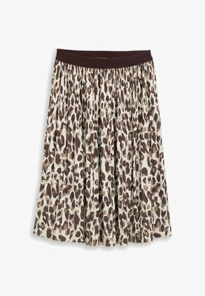 TOM TAILOR, TOM TAILOR RÖCKE PLISSEE ROCK MIT ELASTISCHEM BUND - Gonna a campana - brown beige leo print