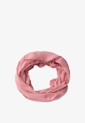 Rosa Chiffonschal in einer gedrehten, kreisförmigen Form, mit einer weichen, leichten Textur ohne sichtbare Muster oder Metallteile.